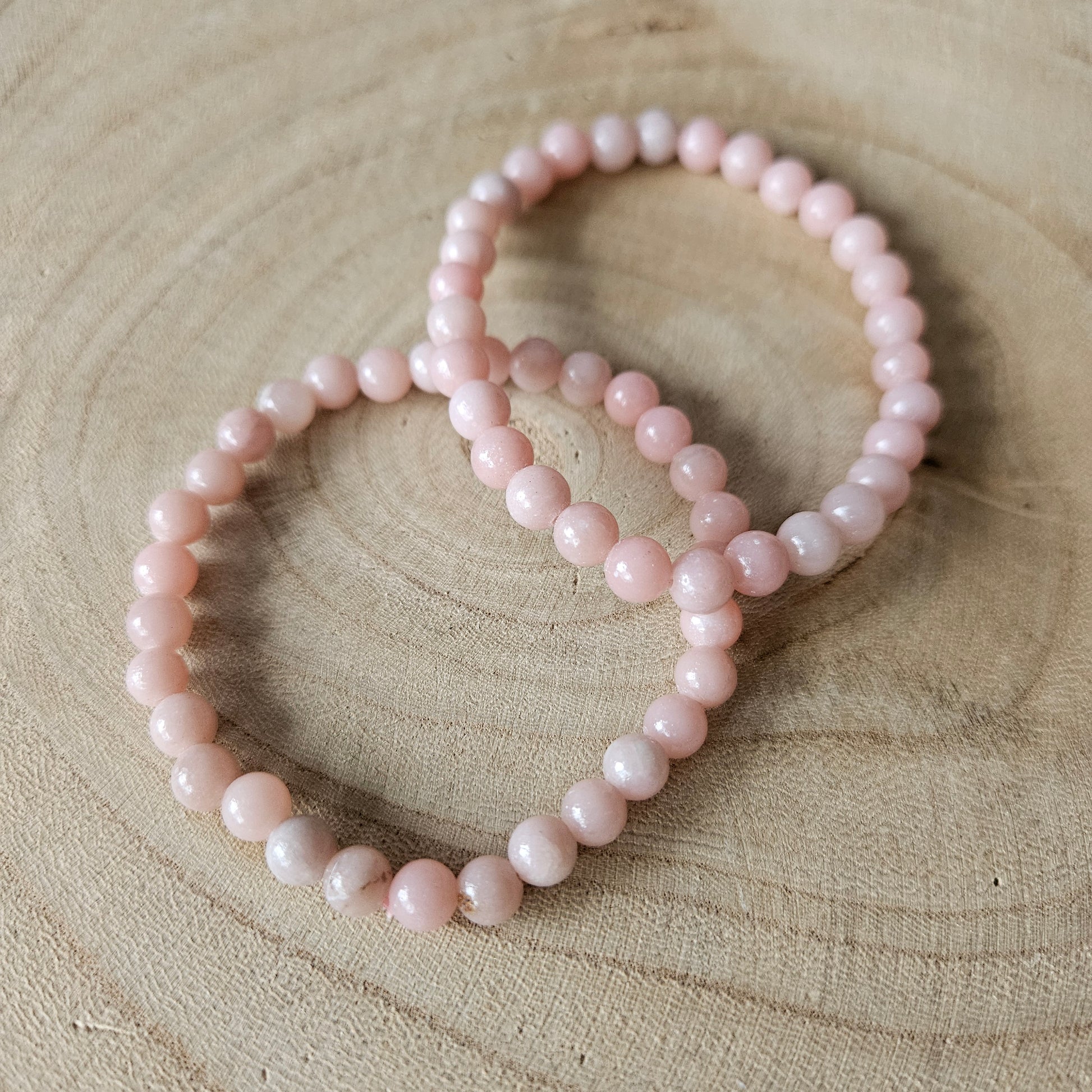 Edelsteen armband, roze opaal, 6mm