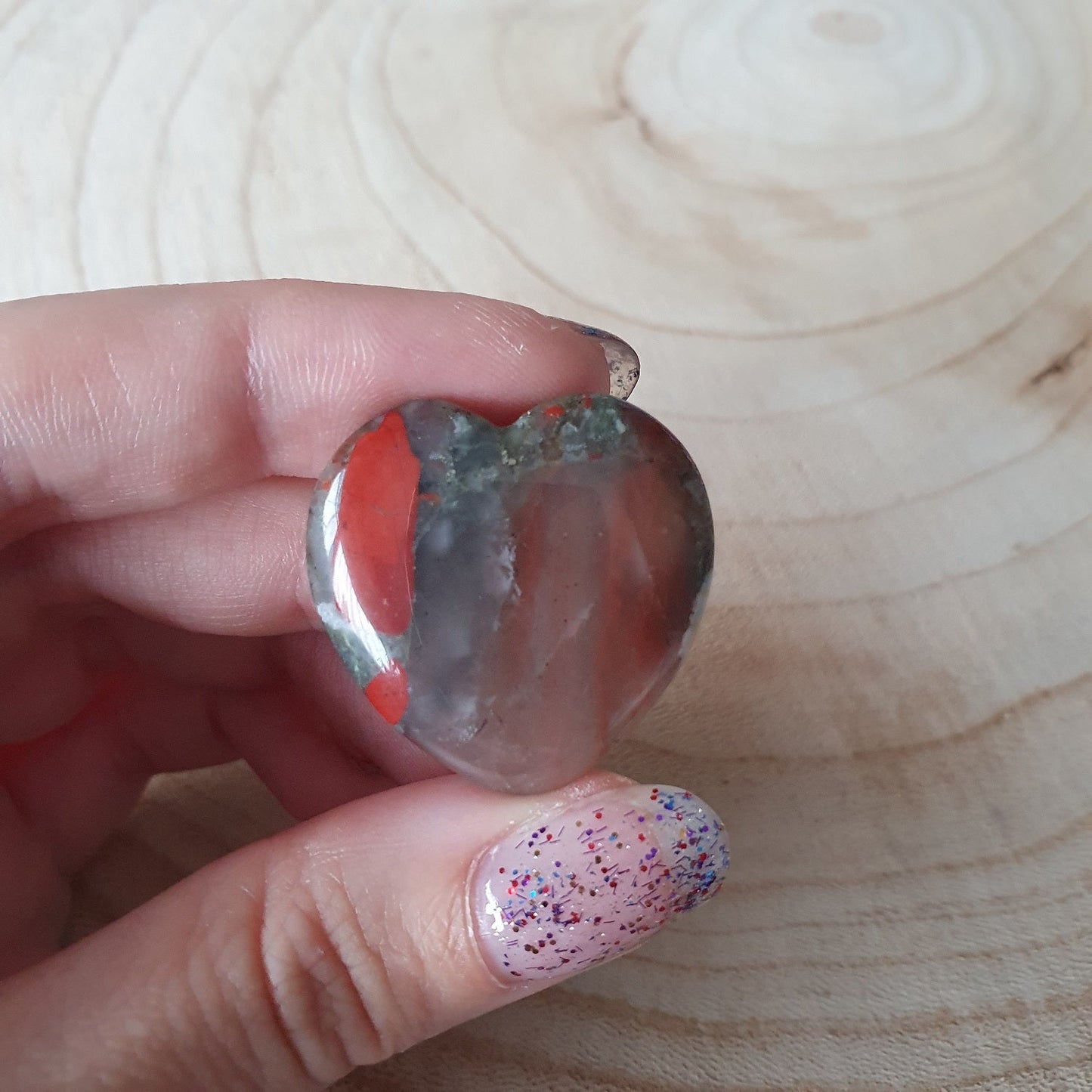 Edelsteen - Bloedsteen hartje - 3cm - Hobby en meer  