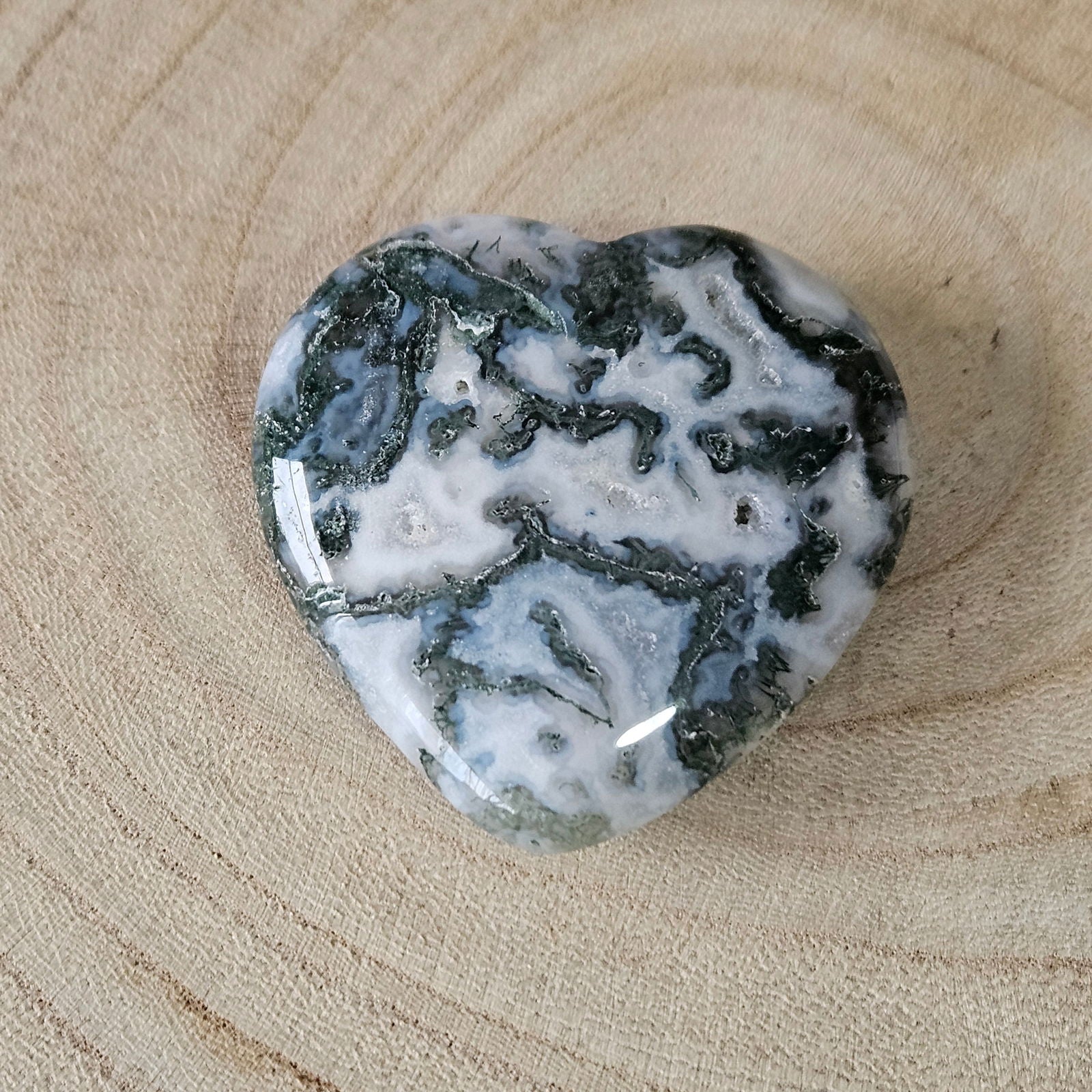 Edelsteen - Mosagaat hart #0035 - Hobby en meer  