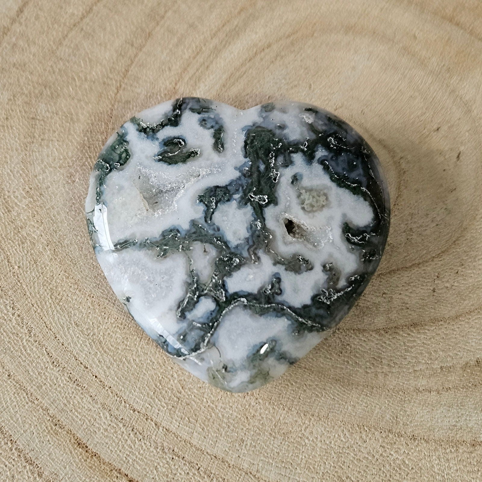 Edelsteen - Mosagaat hart #0035 - Hobby en meer  