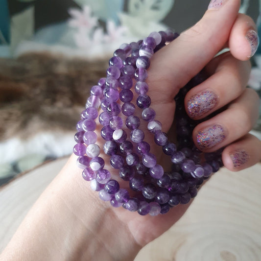 Edelsteen armband - Amethist - 6mm kralen - Hobby en meer  