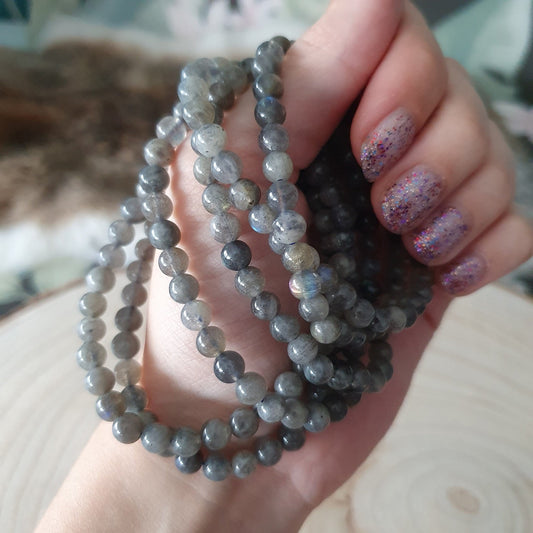 Edelsteen armband - Labradoriet- 6mm kralen - Hobby en meer  