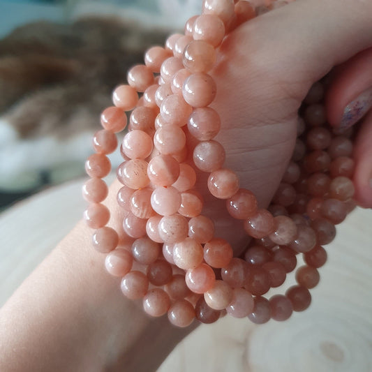 Edelsteen armband - Maansteen - 6mm kralen - Hobby en meer  
