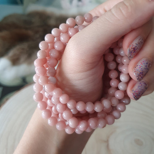 Edelsteen armband - Roze opaal - 6mm kralen - Hobby en meer  