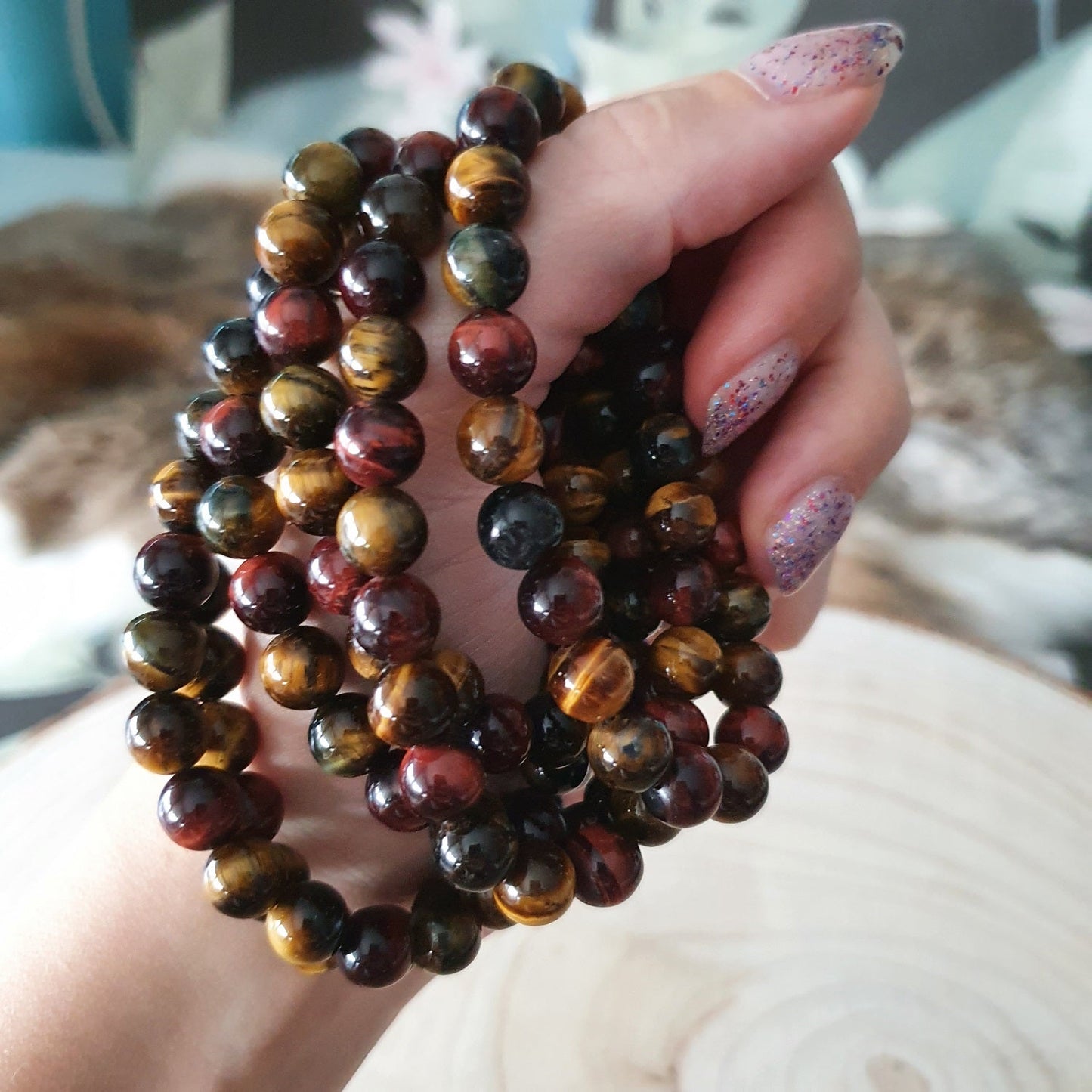 Edelsteen armband - Tijgeroog - 8mm kralen - Hobby en meer  