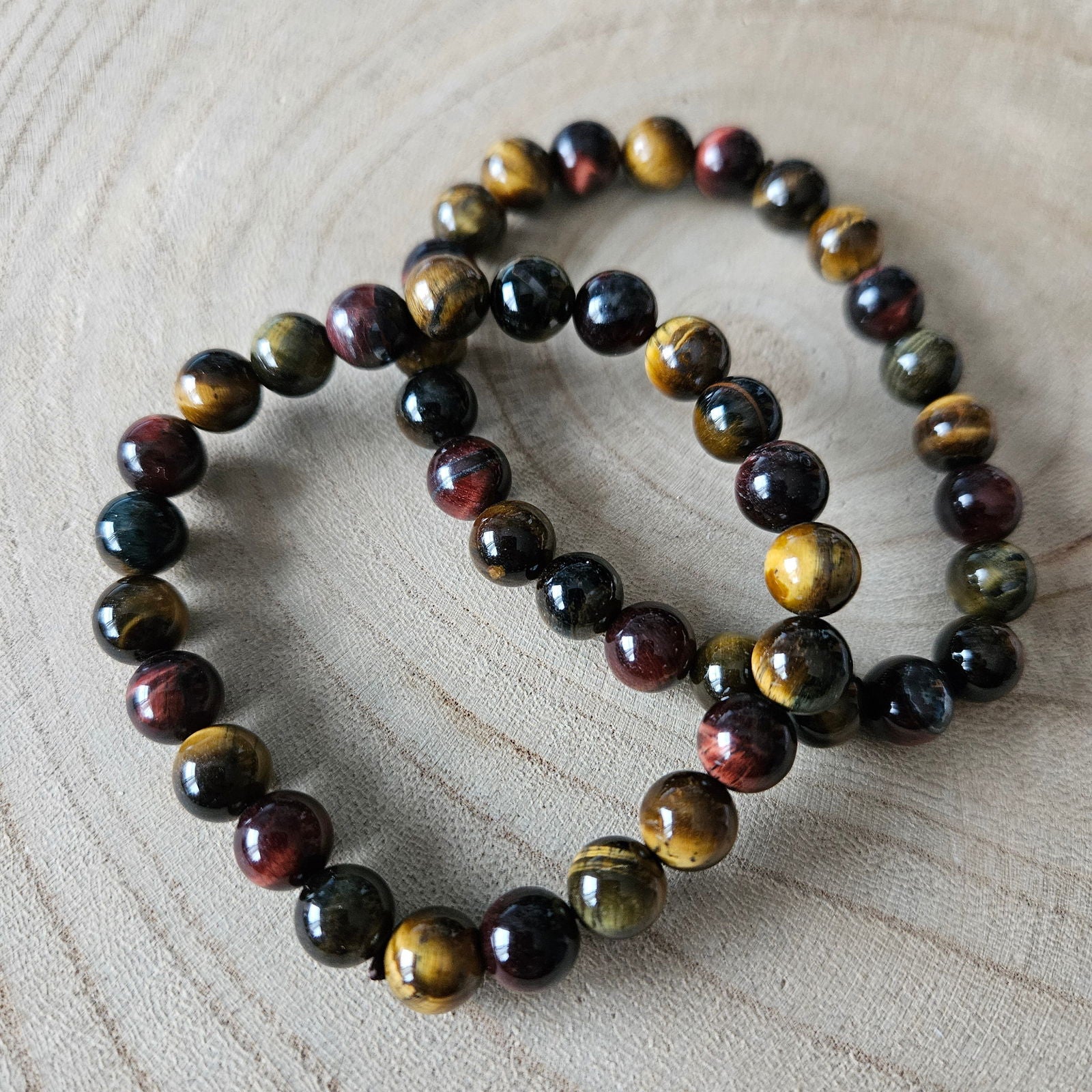 Edelsteen armband - Tijgeroog - 8mm kralen - Hobby en meer  