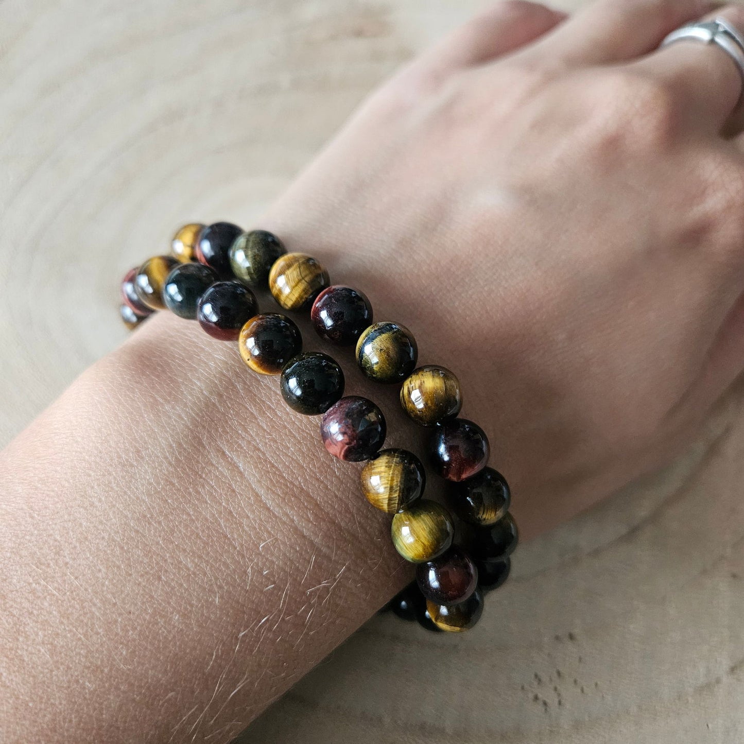 Edelsteen armband - Tijgeroog - 8mm kralen - Hobby en meer  