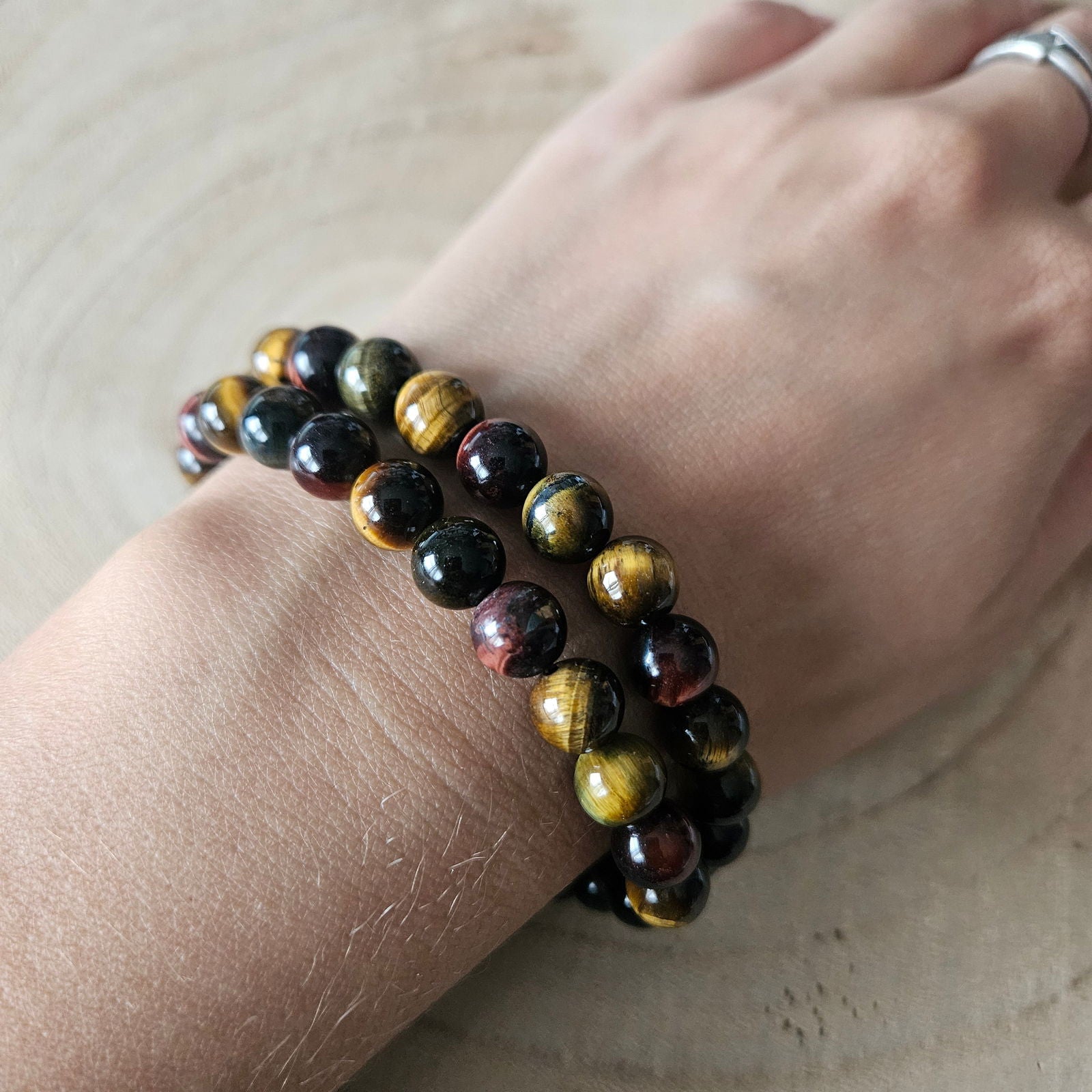 Edelsteen armband - Tijgeroog - 8mm kralen - Hobby en meer  