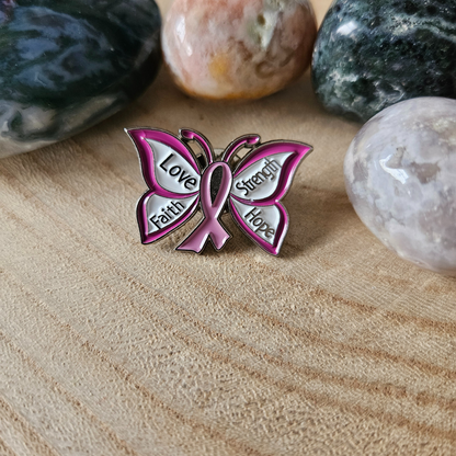 Enamel pin - Pink ribbon vlinder - Hobby en meer  