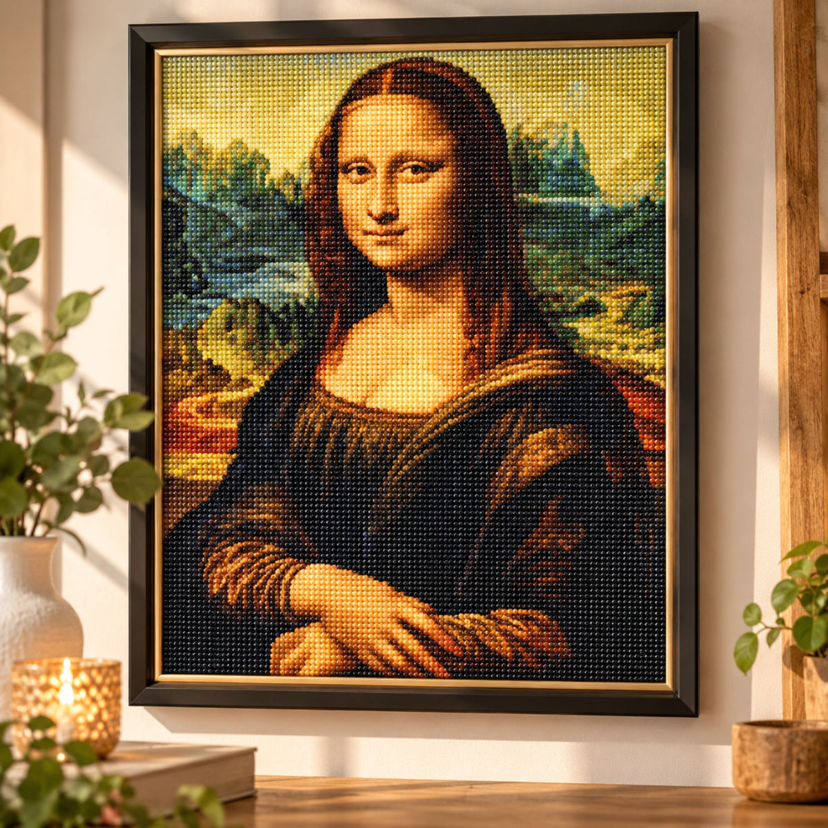 Diamond painting De Mona Lisa - 40 x 50 cm - Ronde steentjes