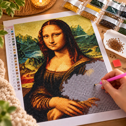 Diamond painting De Mona Lisa - 40 x 50 cm - Ronde steentjes