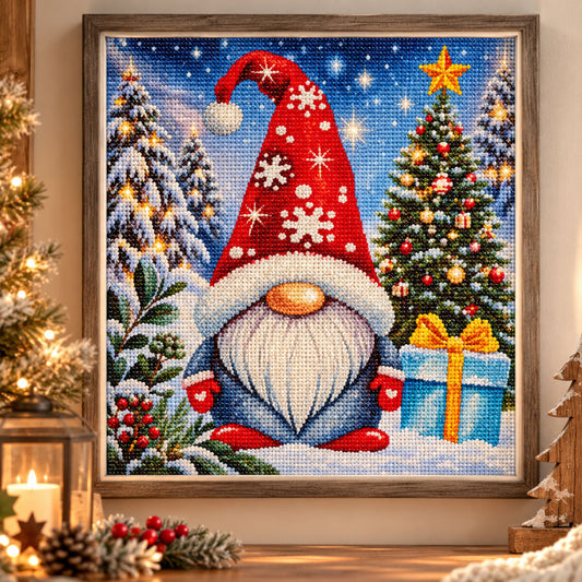 Diamond painting Kerst gnome - 30 x 30 cm - Ronde steentjes