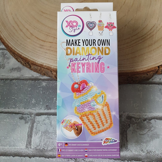 Diy kit diamond painting sleutelhanger cupcake