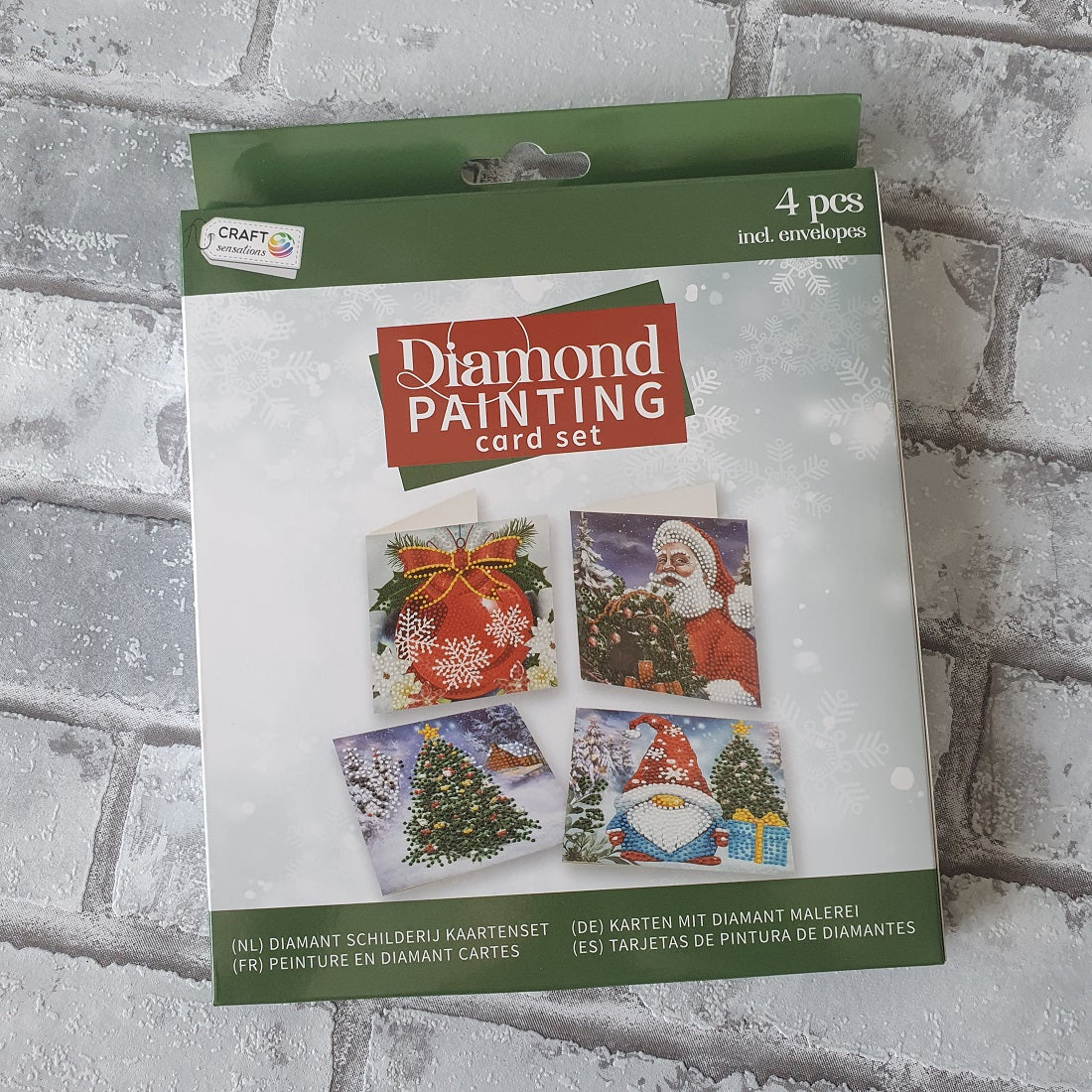 Diy kit voor het maken van diamond painting kerstkaarten