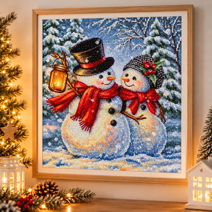 Diamond painting Sneeuwpoppen - 30 x 30 cm - Ronde steentjes