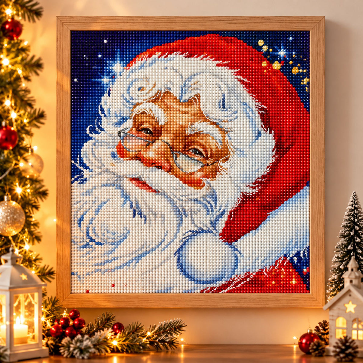 Diamond painting Kerstman - 30 x 30 cm - Ronde steentjes