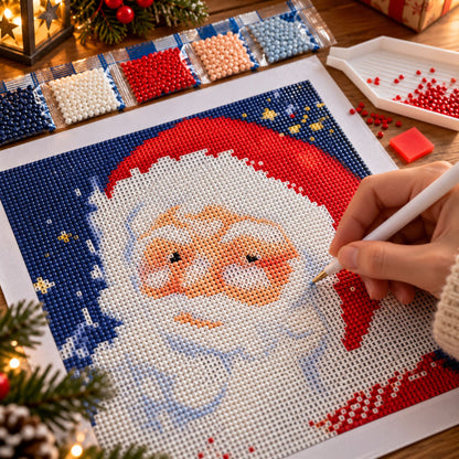 Diamond painting Kerstman - 30 x 30 cm - Ronde steentjes