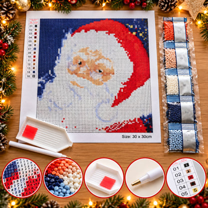 Diamond painting Kerstman - 30 x 30 cm - Ronde steentjes