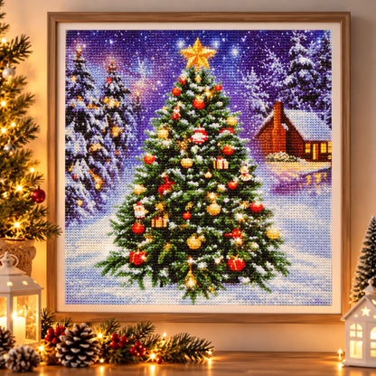 Diamond painting Kerstboom - 20 x 20 cm - Ronde steentjes