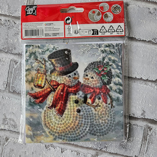 Diamond painting kerstkaart - kerstboom en sneeuwpoppen