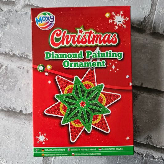 Diamond painting - Ornament Kerstster - Ronde steentjes