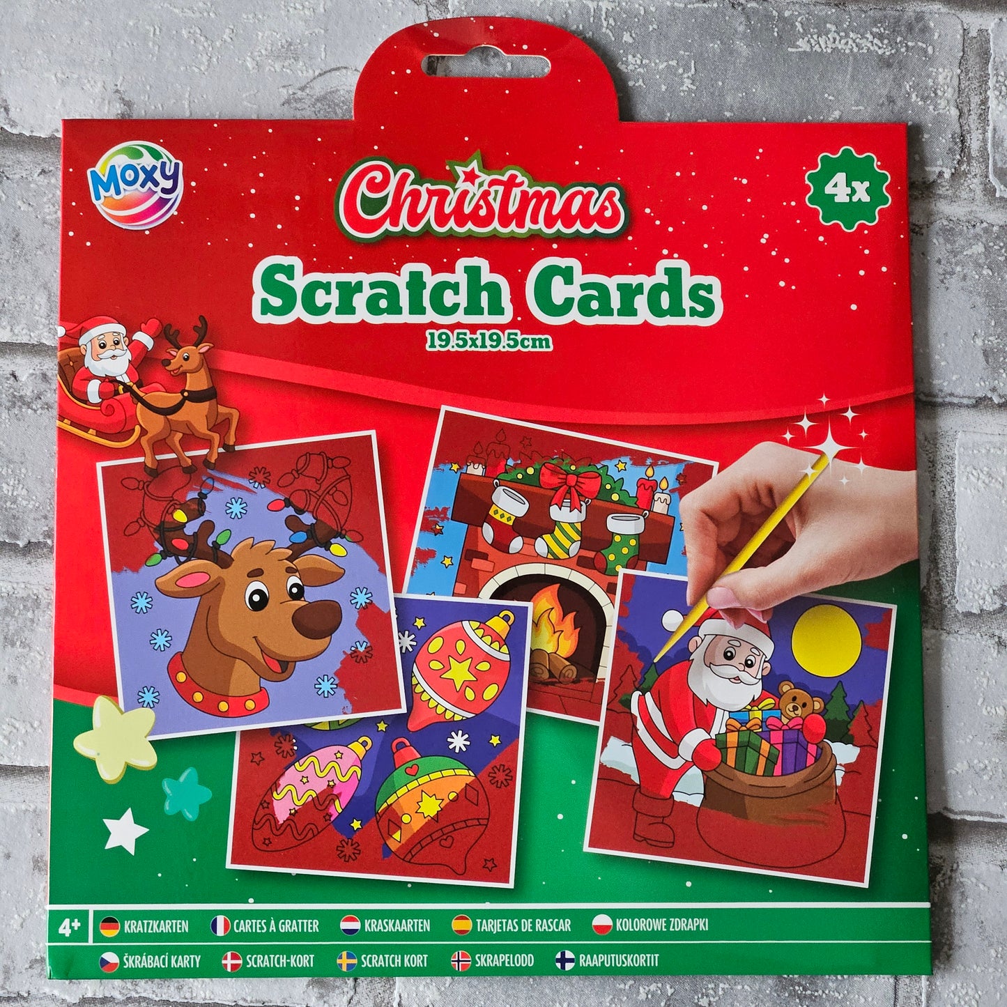 Scratch kaarten - 4 stuks - Kerst Rudolf