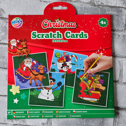 Scratch kaarten - 4 stuks - Kerst Kerstman