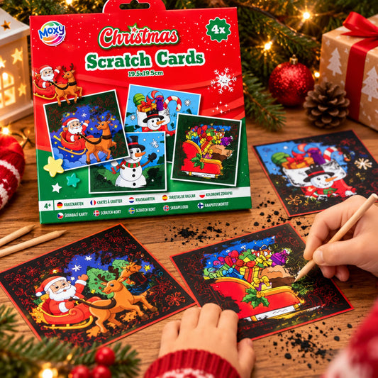 Scratch kaarten - 4 stuks - Kerst Kerstman
