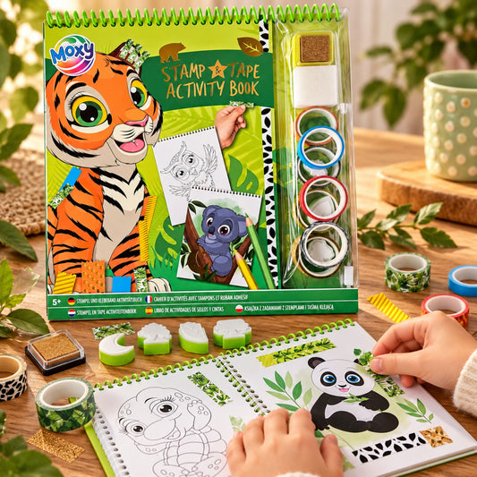 Activiteiten kleurboek met stempels en tape - Wilde dieren