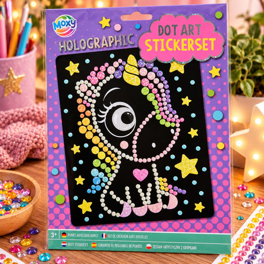 Holografische dot art - Eenhoorn