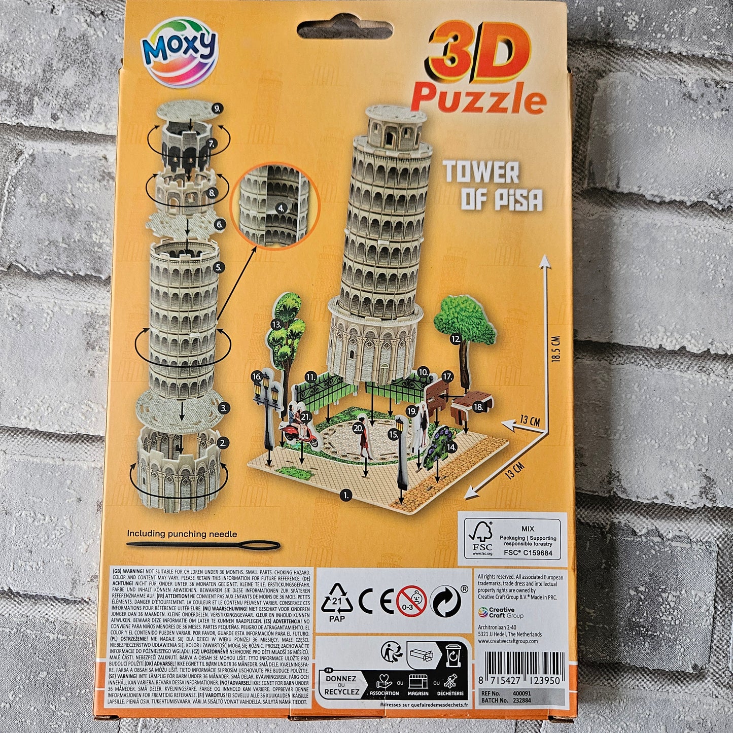 3D puzzel - Toren van Pisa - 21 stukjes