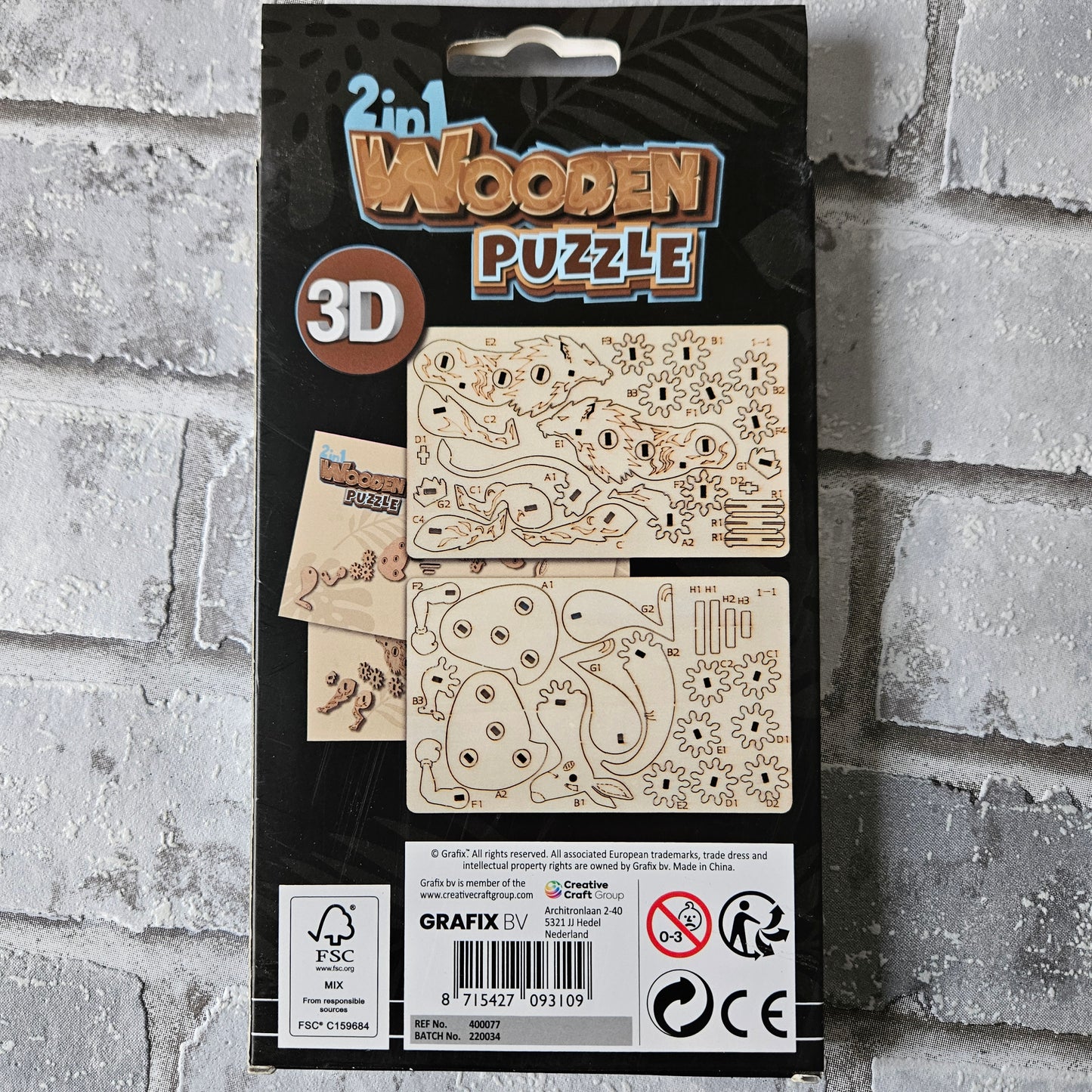 2 in 1 houten puzzel - Kangaroe en leeuw