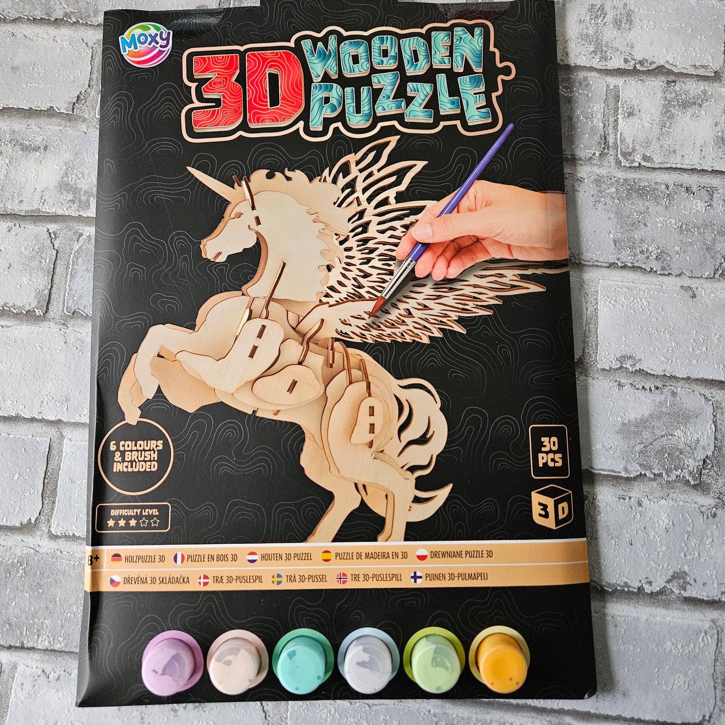 Houten 3d puzzel met verf - Pegasus- 30 stukjes