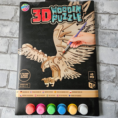 Houten 3d puzzel met verf - roofvogel - 49 stukjes