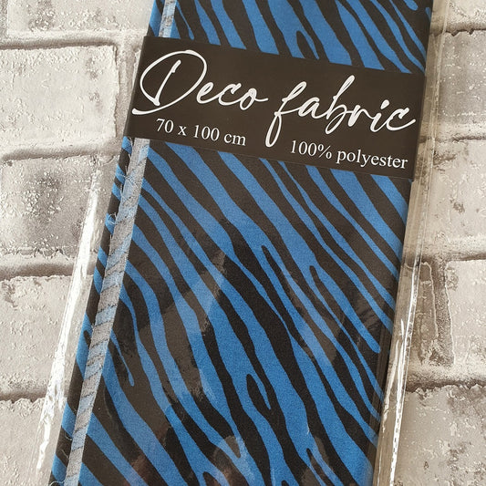 Deco stof - 70 x 100 cm - Zebra blauw / zwart