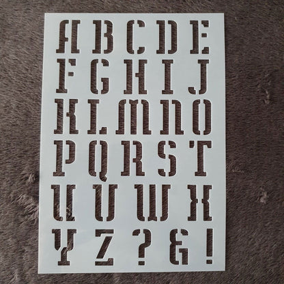 Hobby stencil Alfabet hoofdletter met tekens - A5 - Hobby en meer  
