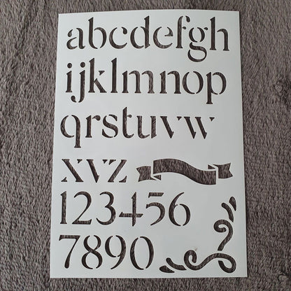 Hobby stencil Alfabet kleine letters en cijfers - A5 - Hobby en meer  