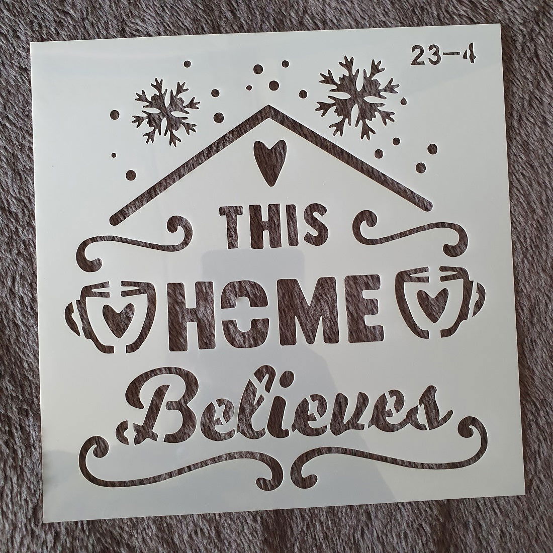 Hobby stencil Kerst -This home believes - 15x15 cm - Hobby en meer  