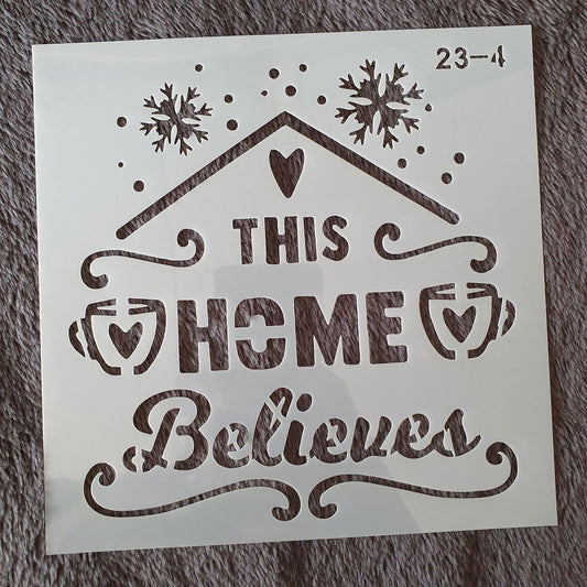 Hobby stencil Kerst -This home believes - 15x15 cm - Hobby en meer  