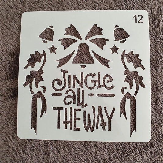 Hobby stencil Kerst - Jingle all the way - 15x15 cm - Hobby en meer  