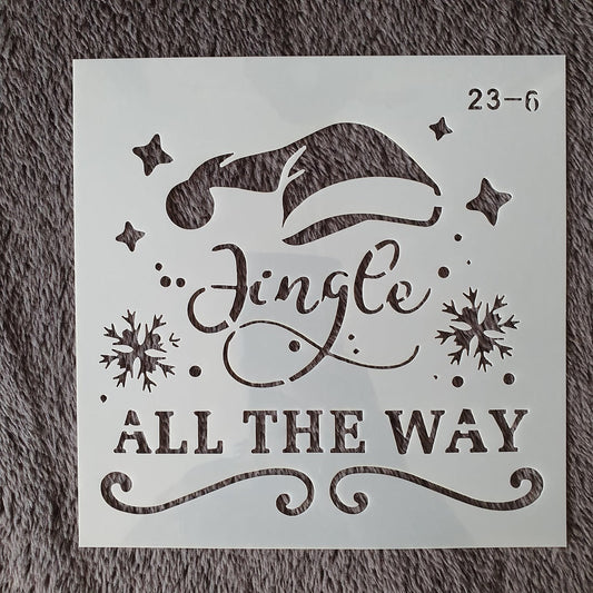 Hobby stencil Kerst - Jingle all the way - 15x15 cm - Hobby en meer  