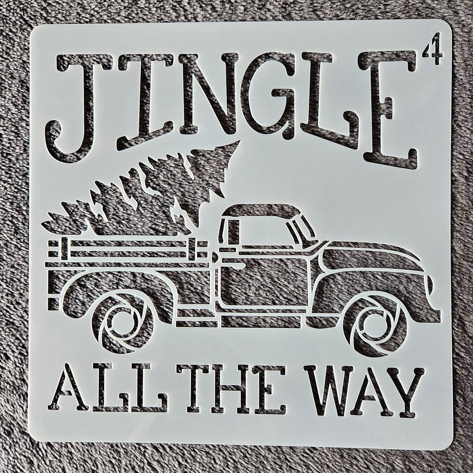 Hobby stencil Kerst - Jingle all the way Kerst truck - 15x15 cm - Hobby en meer  