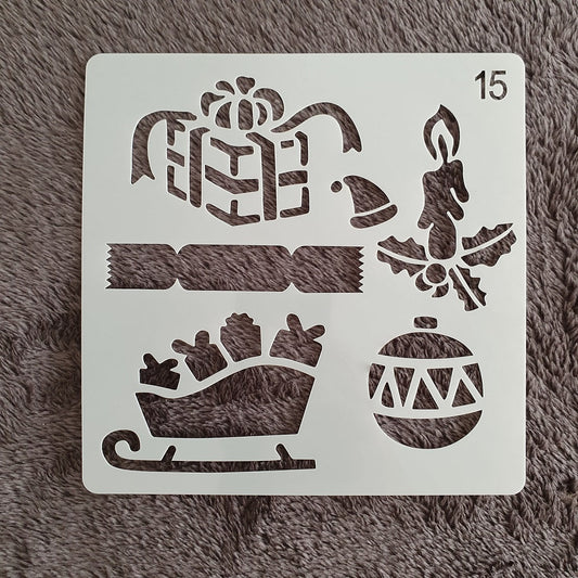 Hobby stencil Kerst - Kerst versiering - 15x15 cm - Hobby en meer  