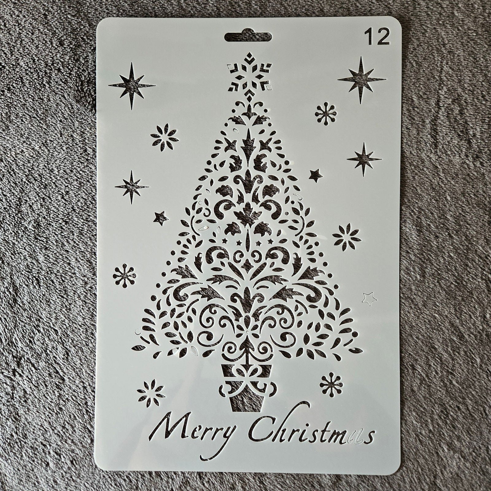 Hobby stencil Kerst - Kerstboom Merry Christmas - A5+ - Hobby en meer  