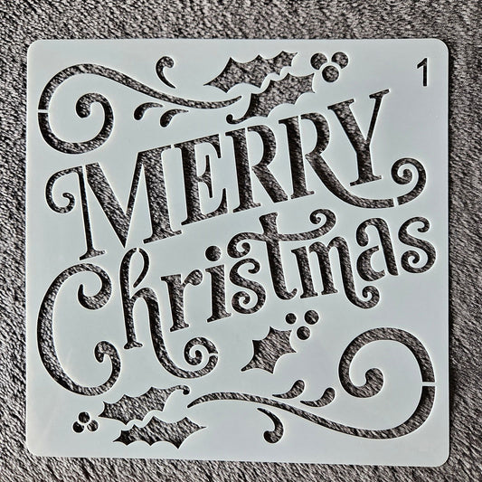 Hobby stencil Kerst - Merry Christmas - 15x15 cm - Hobby en meer  