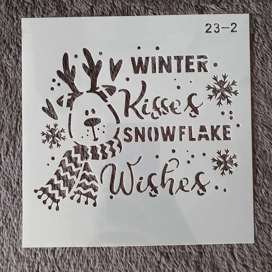 Hobby stencil Kerst - Rudolf Winter kisses snowflake wishes - 15x15 cm - Hobby en meer  