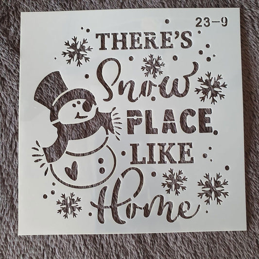 Hobby stencil Kerst - There's snow place like home - 15x15 cm - Hobby en meer  
