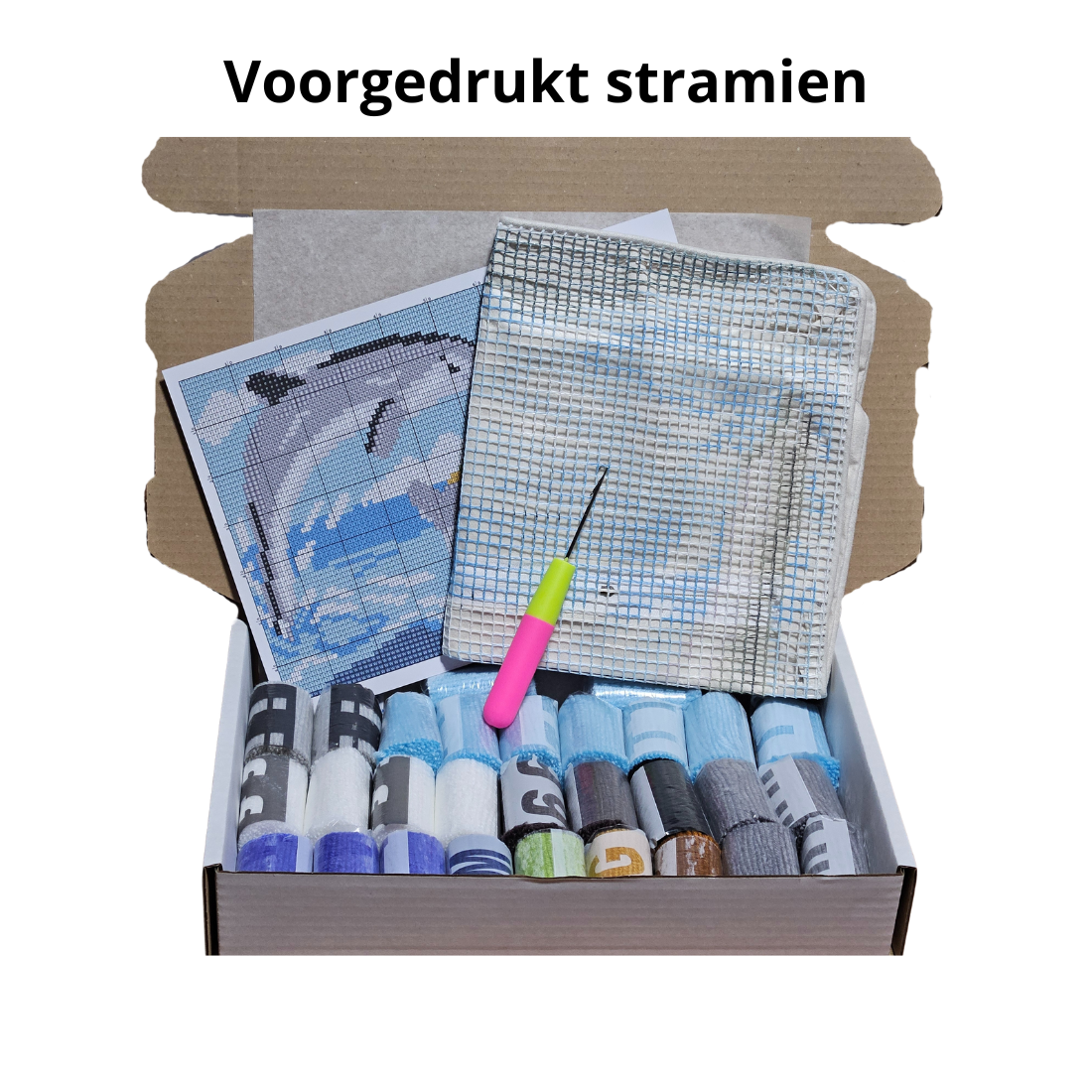 Latch hook kussen Dolfijnen - 43 x 43 cm - Hobby en meer  