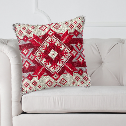 Latch hook kussen Kerstpatroon - 43 x 43 cm - Hobby en meer  