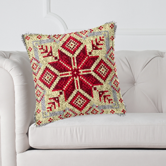 Latch hook kussen Sneeuwvlok - 43 x 43 cm - Hobby en meer  